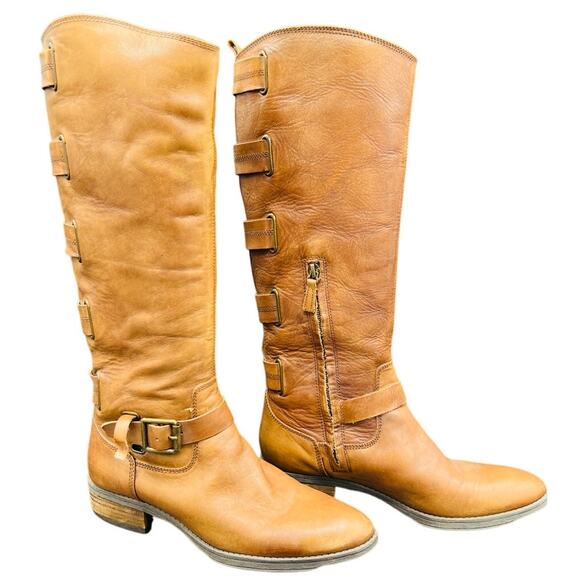 👢 Arturo Chiang Brown Tall Leather Boots Women’s 7M – Buckle Strap Riding Style - Picture 2 of 8